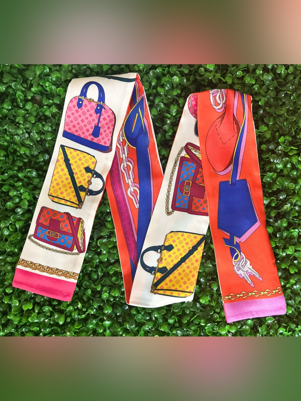 Designer-Inspired Colorful Handbag Collection Twilly Scarf Handle Wrap 46” x 3”